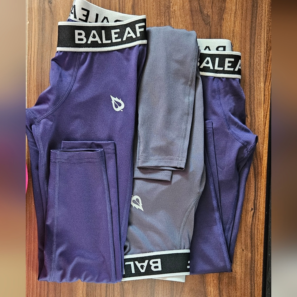 3 Pair Baleaf Boy's Compression Leggings Size Small